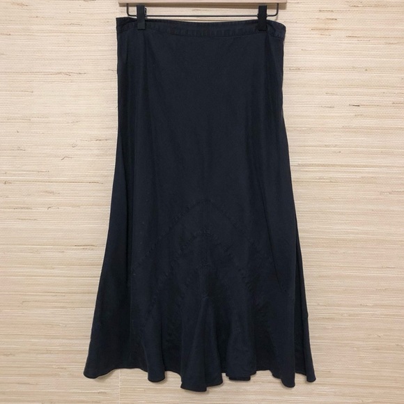 J.Jill Black Linen A-Line Midi Skirt Size 8P - Picture 1 of 7
